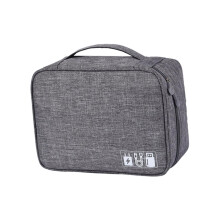 Electronics Organizer Case with Detachable Modular Compartments, Lightweight Travel Cable Bag for Power Banks and Earphones, Gray