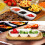 2Pcs Multi-Compartment Ceramic Dipping Dishes with Wooden Serving Tray 8
