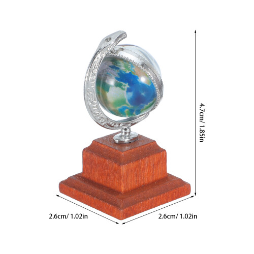 Mini Globe Model Silver Accurate Scale Dollhouse Study Decoration 1