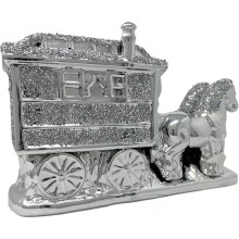 XXL Crushed Diamond Horse Wagon 35cm Decor