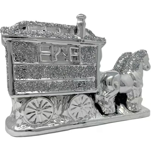 XXL Crushed Diamond Horse Wagon 35cm Decor