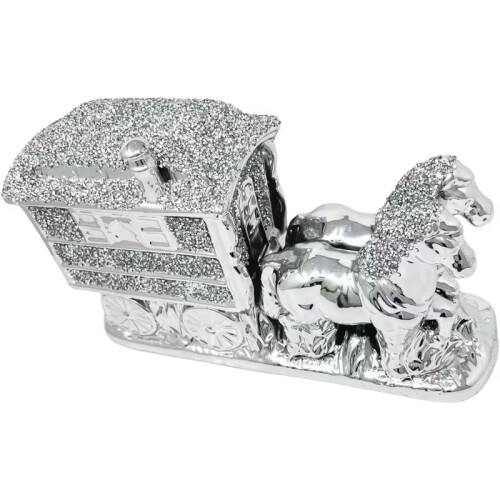 XXL Crushed Diamond Horse Wagon 35cm Decor 1