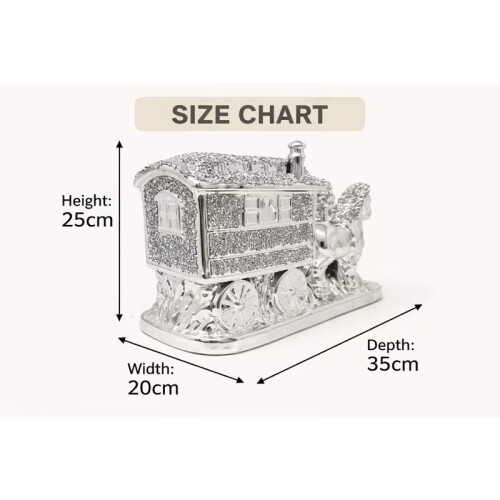 XXL Crushed Diamond Horse Wagon 35cm Decor 2