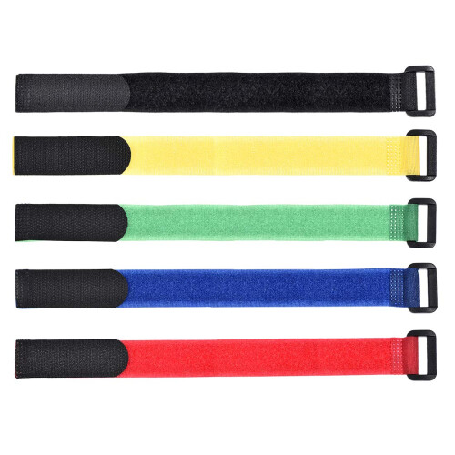 Cable Ties 12 Inch Hook and Loop with Adjustable Buckle Reusable Color Coded Straps 10 Pack