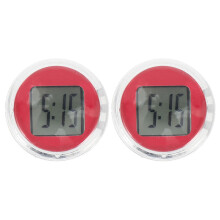 2Pièces Mini Horloges Digitale ABS Rouge Auto Adhésives Faciles