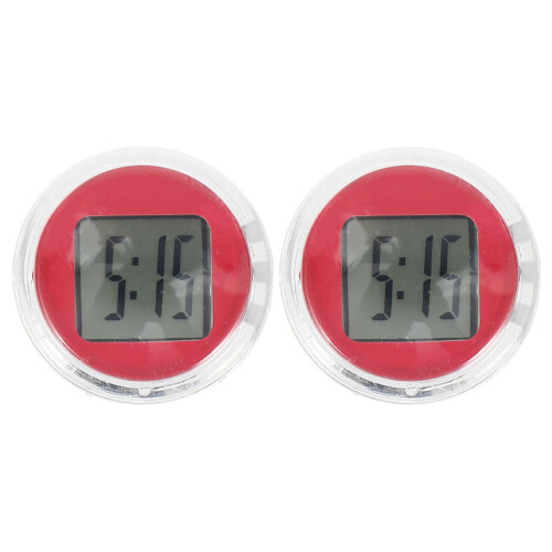 2Pièces Mini Horloges Digitale ABS Rouge Auto Adhésives Faciles