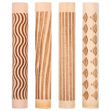 4Pièces Rouleaux Sculptés En Bois Pour Modelage Artisanat