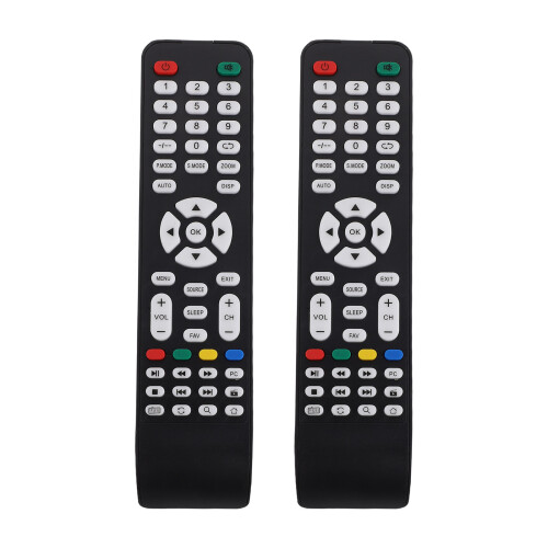 2Pcs Black Universal TV Remote Control Plastic Alloy Compact Portable