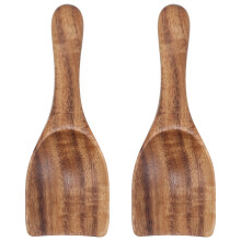 2Pcs Wooden Coffee Bean Scoops Brown Teak Scoop Set for Ground Coffee