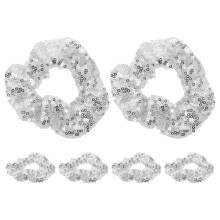 6Pcs Silver Sparkly Hair Scrunchies Elastic Hair Ties for Women Girls