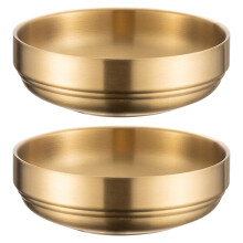 2Pcs Gold Small Stainless Steel Bowls Double Layer Sauce Cups