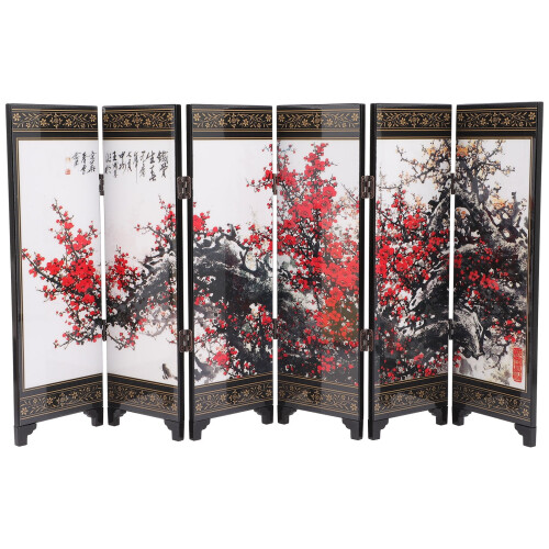 Paravent chinois antique laqué à 6 panneaux