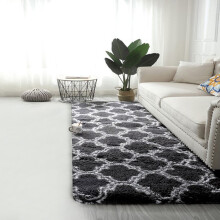 Shag Geometric Rug Black & White 63" x 23.6"