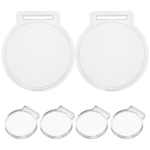 6Pcs Acrylic Round Medal Display Holder Dustproof Protective Box