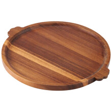 Acacia Wood Round Tray with Handles for Kitchen Serving