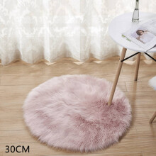 Faux Fur Rug Round Fluffy Non-Slip 30 cm White