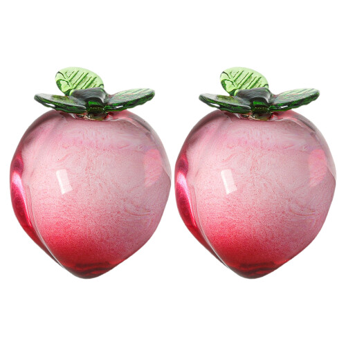 2Pcs Hand Blown Crystal Peach Fruit Decorations for Kitchen and Party