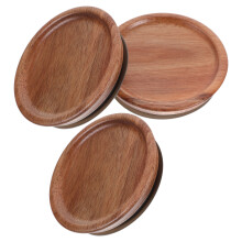 3Pcs Acacia Wood Mason Jar Lids Multi Color Airtight Sealing Covers