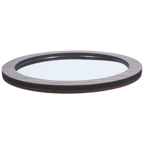 Rustic Wooden Round Mirror Tray for Candle Display and Vanity
