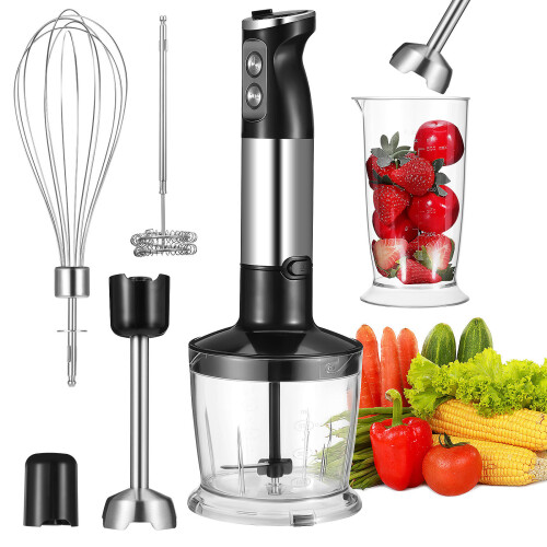 1Set Compact Plastic Metal Handheld Blender for Kitchen Soup Smoothies
