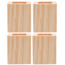 4Pcs Light Yellow Wood Bed and Chair Leg Risers Heavy Duty Support