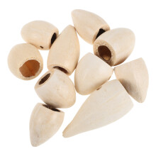 10Pcs Beige Wooden Wind Chime Parts Nutshell Charms for DIY Decor