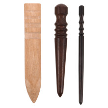 3Pcs Wooden Burnisher Set for DIY Leathercraft Edge Polishing