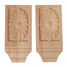 2Pcs Khaki Wood Corbels for Shelves Cabinets Traditional Carved Design