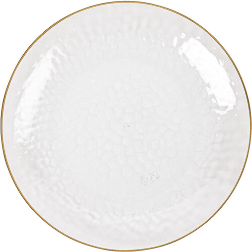 Pratos EcoQuality de plástico transparente martelado com borda dourada40