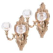 2Pcs Alloy Mini Wall Lamp Fixtures for Dollhouse Ambience Decor