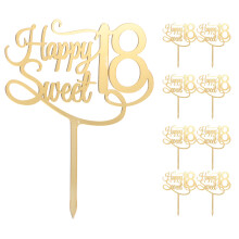 10Pcs Gold Acrylic Birthday Cake Toppers, 18Th Party Celebration Decor