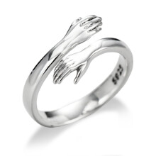 Unisex-Umarmungsringe für Damen und Herren, verstellbarer offener Ring mit umarmenden Händen, größenverstellbarer Verlobungsring, hypoallergener
