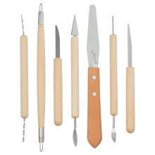 7Pcs Polymer Clay Wooden Handle Carving Molding Set