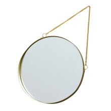 Wall-mounted round vanity mirror with gold metal frame