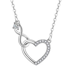 Love Design hartvormige hanger ketting, prachtig cadeau, verstelbare ketting, kubieke zirkonia, oneindigheidssymbool, hypoallergeen sterling zilver,