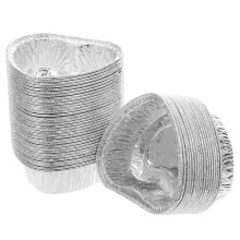 50Pcs Silver Mini Heart Cake Pans Foil Cups for Baking and Desserts
