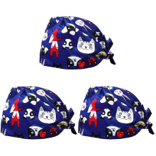 3Pcs Durable Blue Cotton Work Caps Sweat-Absorbing Protective Hats