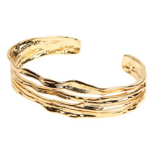 Verguld armbandje voor dames, holle brede manchetarmband met meerlaagse kruisdraad, trendy armmanchet, robuuste armband, modieus sieraad voor