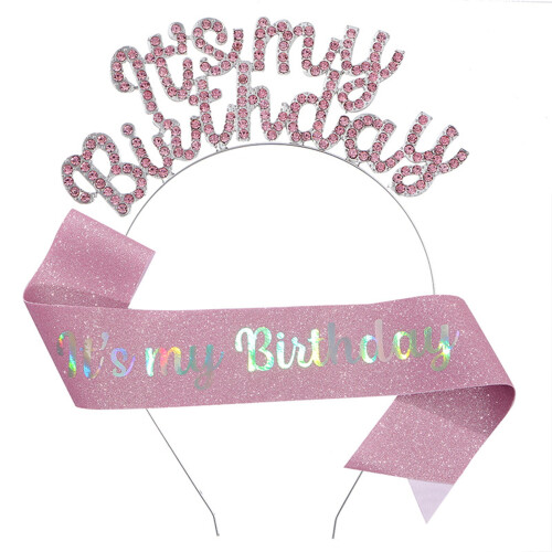 Washranp Birthday Crown and Sash Set 2 Pieces