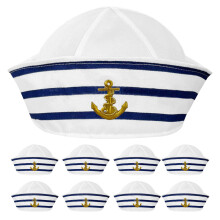 12Pcs Comfortable Blue White Adult Sailor Hats Nautical Costume Caps