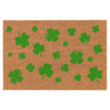 Coco Coir Doormat Green Clover Design 24 x 16 in