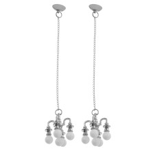 2Pcs Plastic Silver Dollhouse Mini Hanging Lamp Decorative Lighting