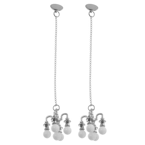 2Pcs Plastic Silver Dollhouse Mini Hanging Lamp Decorative Lighting