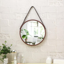 Wall Mounted Farmhouse Round Mirror with Rope Hanger