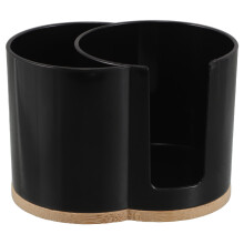 Black Portable Cotton Swab Holder Dual Slot Makeup Pad Storage