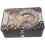 Caixa de metal vintage com tampa e cadeado. 1