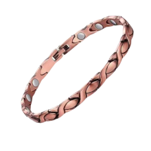 Bracelet de cheville magnétique pour femme, élégant bracelet en cuivre avec maillons en forme de X et chaîne ajustable, bijou cadeau idéal,