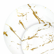 Pratos descartáveis para jantar, branco e dourado, 7 polegadas e 10 polegadas, 40 unidades.