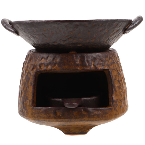 Brown Ceramic Aroma Diffuser Tea Stove Warmer for Relaxing Home