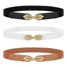 Elastische tailleband voor dames, stretchriem met in elkaar grijpende metalen gesp, smalle verstelbare riem voor jeans en jurken, modieuze damesriem